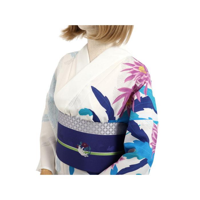 撫松庵 [ 洗える 浴衣 ] 孔雀サボテン（オフシロ/108-337-009-03