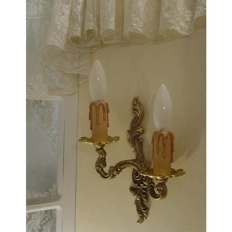 フランスアンティークスタイルのツインキャンドルブラケットライト