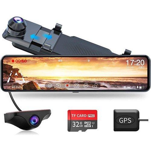 ドライブレコーダー ミラー型 前後カメラ 右ハンドル仕様 1080p 超広角