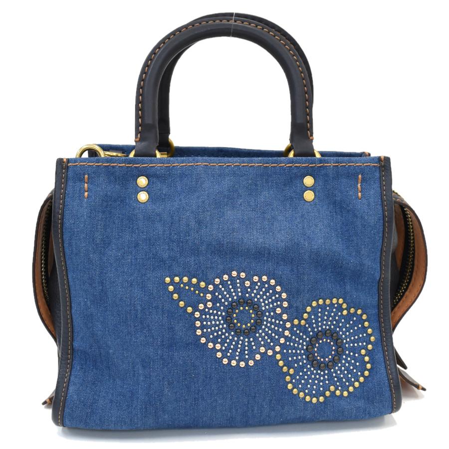 COACH（コーチ） 新品同様 デニム アンド レザー ティーローズ