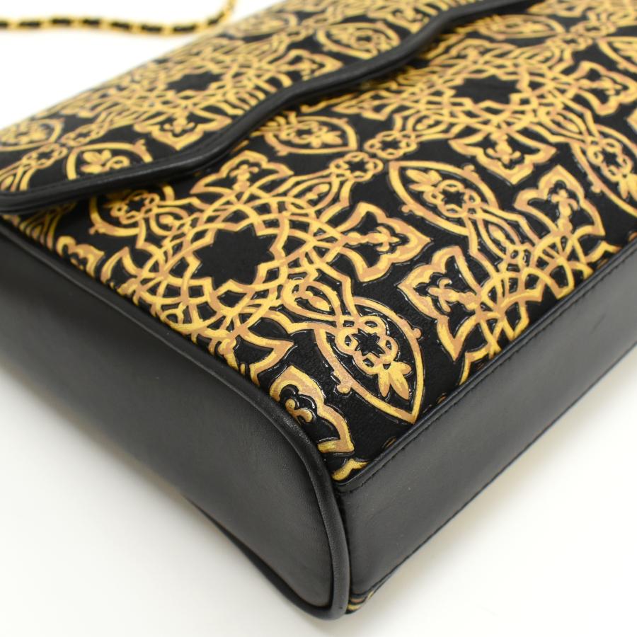 印傳屋（INDEN-YA） 新品同様 甲州印伝 チェーンショルダーバッグ 鹿革