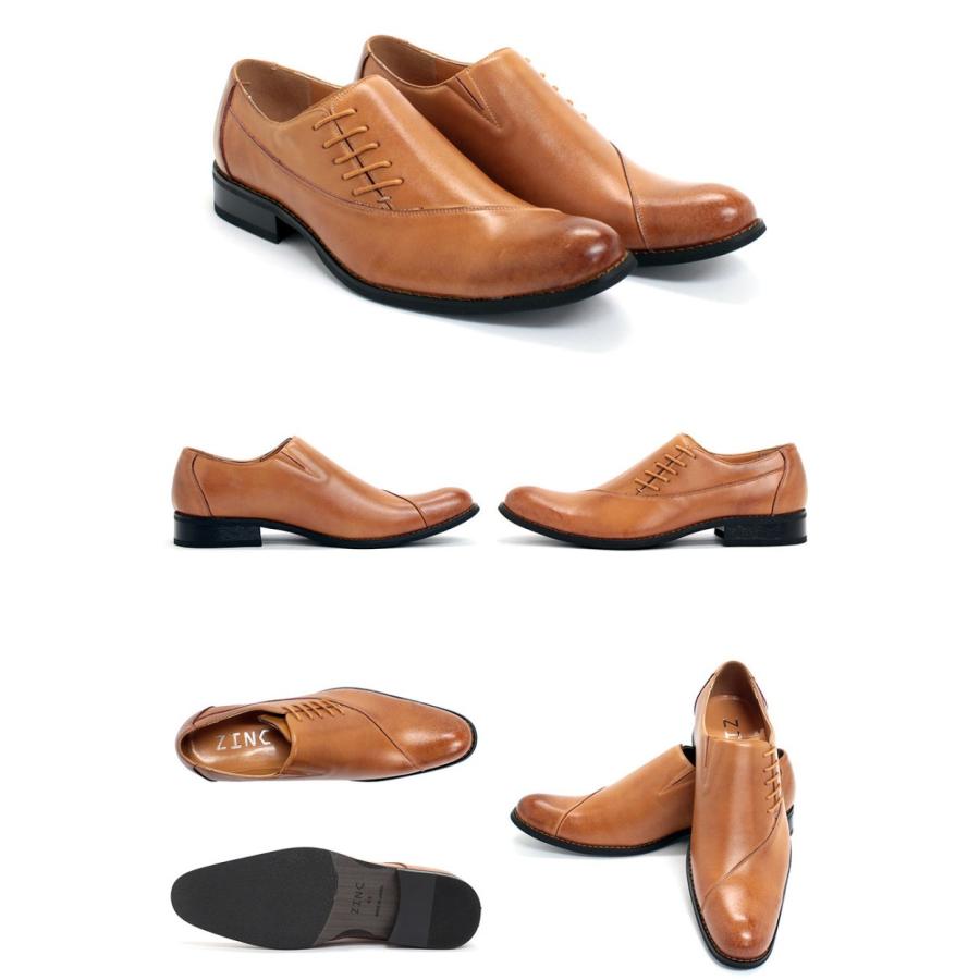 ZINC（ジンク） ビジネスシューズ 本革 メンズ 撥水 革靴 サイドレース