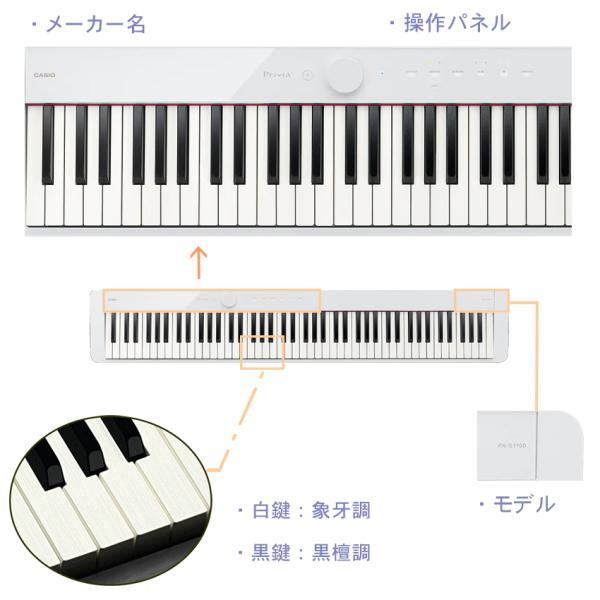 Privia（CASIO） スタンド固定ベルト付き□カシオ PX-S1100 WE