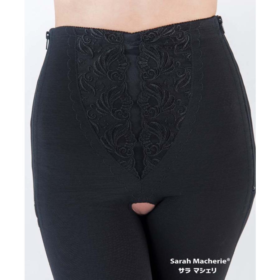 サイドファスナー付オープンクロッチ ニーロングガードル ひざ下丈