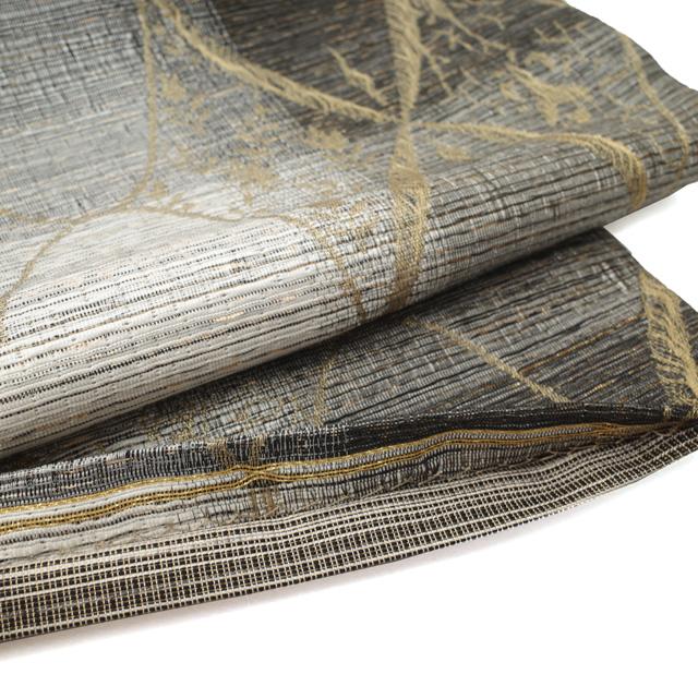 すごい値！ 袋帯 リサイクル 正絹 全通 京都 西陣 黒 白 グレー 市松