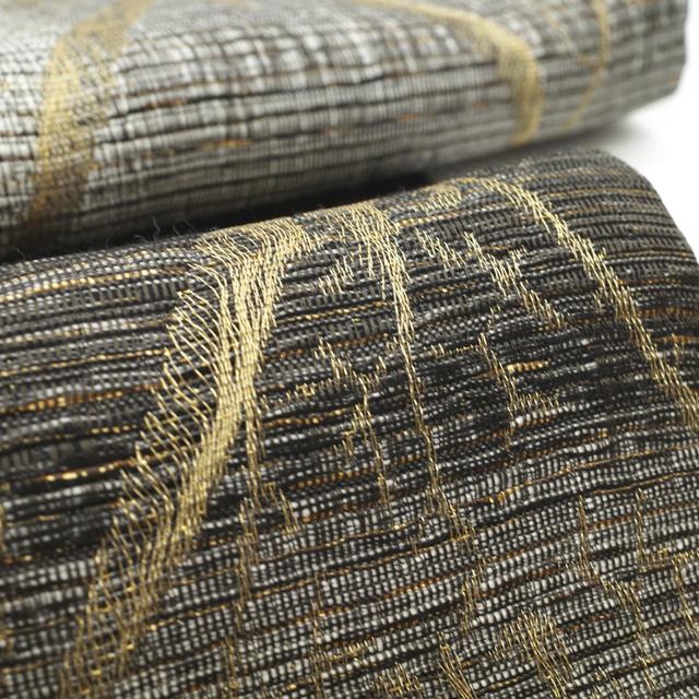 すごい値！ 袋帯 リサイクル 正絹 全通 京都 西陣 黒 白 グレー 市松