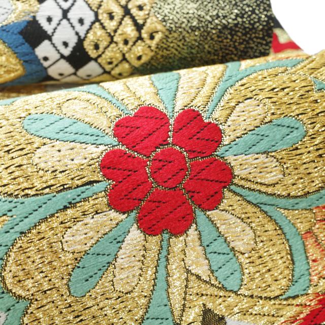 すごい値！ 袋帯 リサイクル 振袖用 フォーマル 正絹 京都 西陣 黒 桜