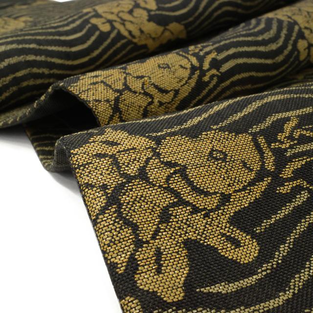 袋帯 京都 名門 西陣 勝山織物 かつやま 手織り 正絹 紬 黒地 ブラック