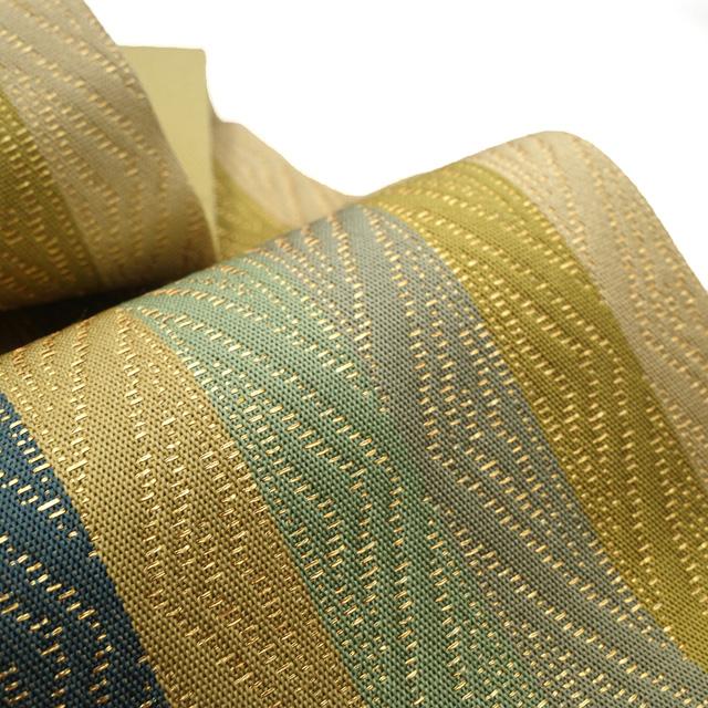 袋帯 龍村晋 傳匠名錦 全通 名物金剛金襴錦 工芸帯 多色 縞 金糸