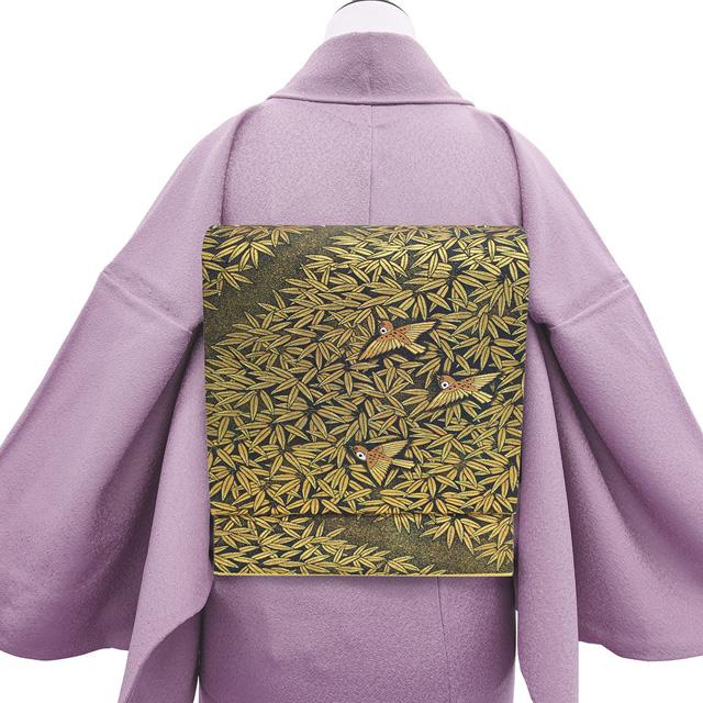 袋帯 フォーマル 正絹 京都 西陣 となみ織物 となみ帯 金糸 黒地 黒金