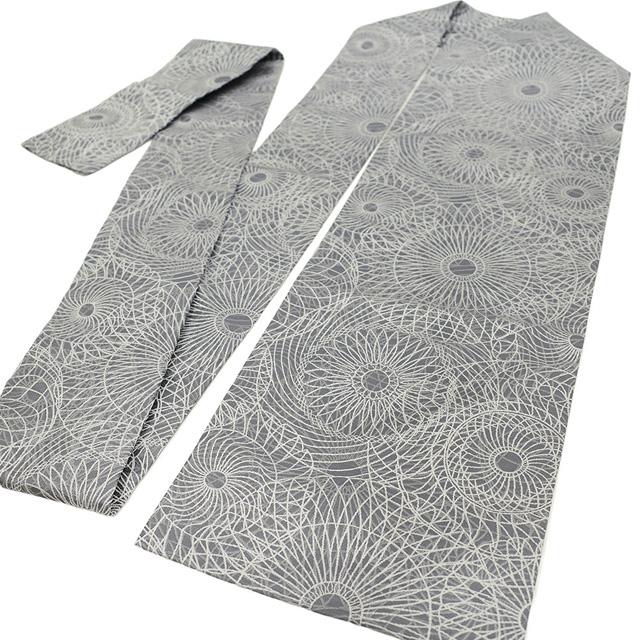 名古屋帯 未使用 正絹 本場筑前博多織 原田織物 全通 九寸 グレー