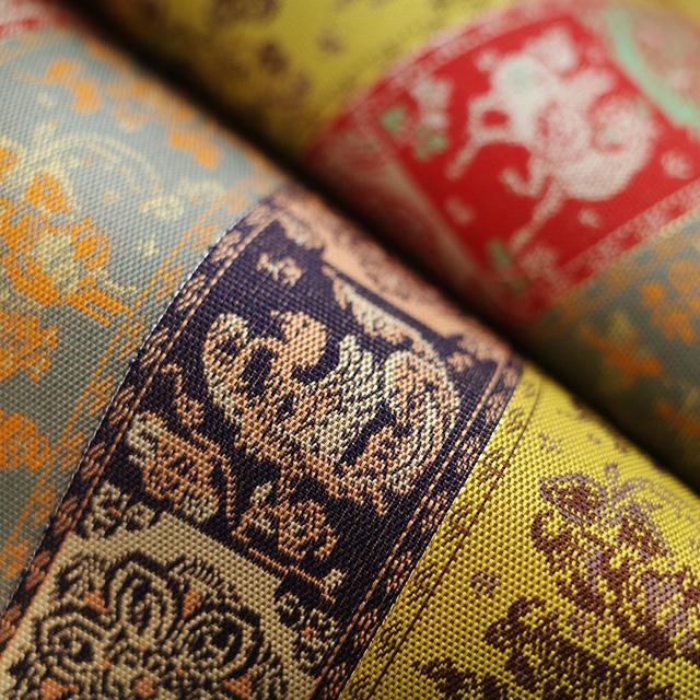 龍村美術織物 開き 名古屋帯 京袋帯 たつむら 正絹 赤 黄 深紫 紅牙瑞