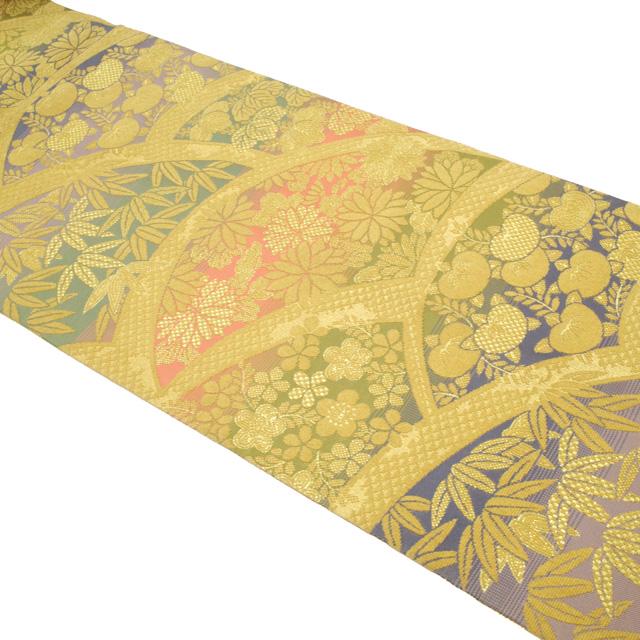 袋帯 リサイクル フォーマル 京都 西陣 全通 金華山織 正絹 金糸 多色