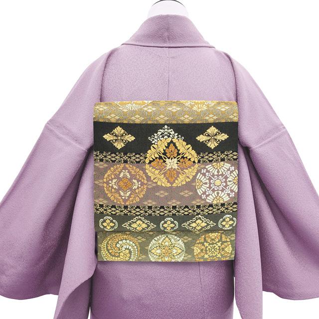 袋帯 フォーマル 未使用 正絹 京都 西陣 煌金 金銀太箔 黒 灰紫 金