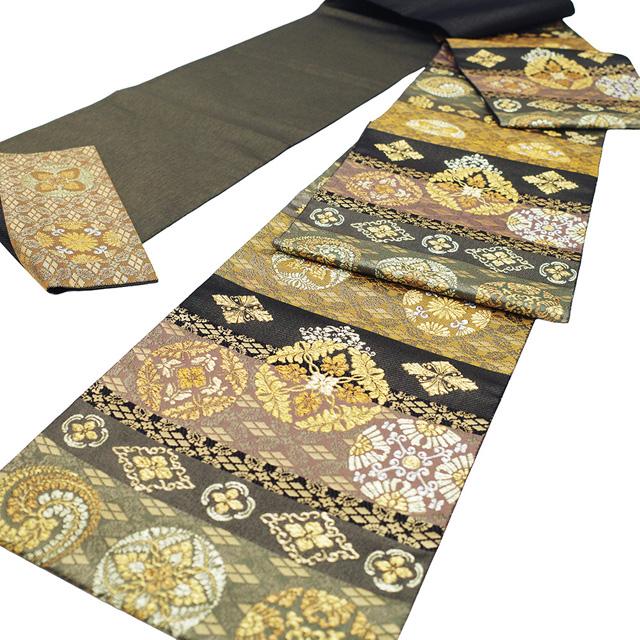袋帯 フォーマル 未使用 正絹 京都 西陣 煌金 金銀太箔 黒 灰紫 金