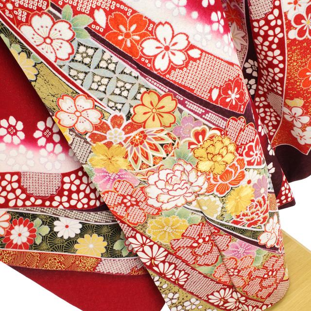 振袖 着物 金駒刺繍 金彩加工 赤地 花古典 束ね熨斗 豪華 成人式 二十