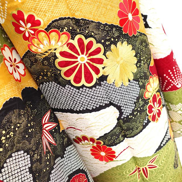 振袖 着物 金駒刺繍 赤 菊 桜 松 霞 花古典柄 成人式 二十歳 20歳 未