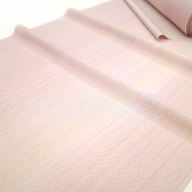 小紋 着物 着尺 反物 正絹 手染め 淡ピンク 撫子色 多色 ストライプ