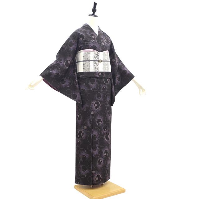 本場大島紬 着物 未使用 正絹 泥染め 9マルキ 黒こげ茶 カジュアル