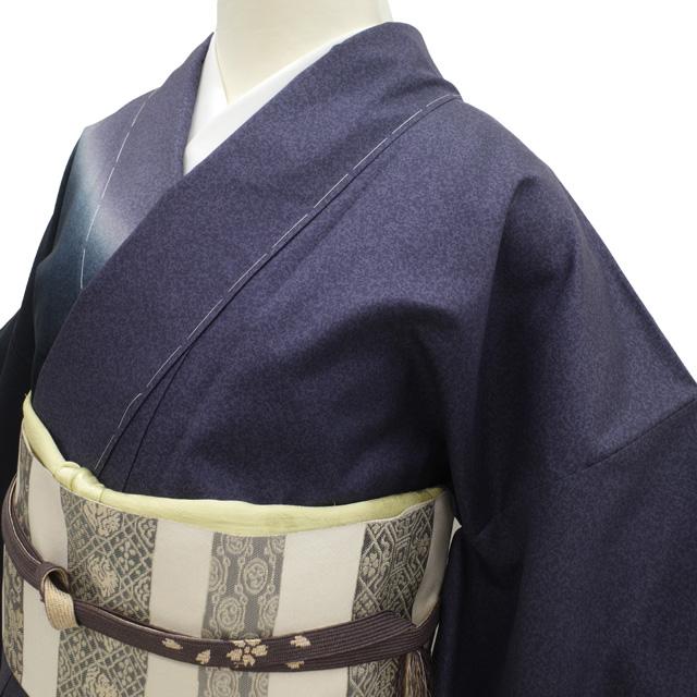 訪問着 着物 袷 染大島 本場大島紬 未使用 正絹 紫 紺 ぼかし