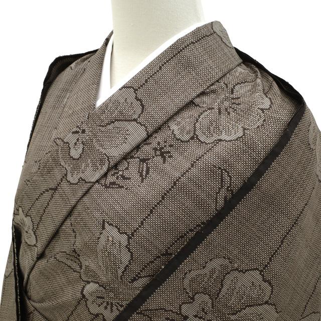 本場奄美大島紬 着物 着尺 反物 未使用 泥染め 7マルキ 一元式 こげ茶