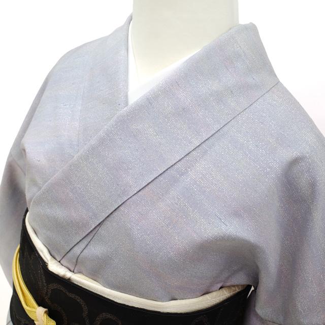本場牛首紬 訪問着 着物 リサイクル 正絹 白山工房 藤色 霞ぼかし 中古