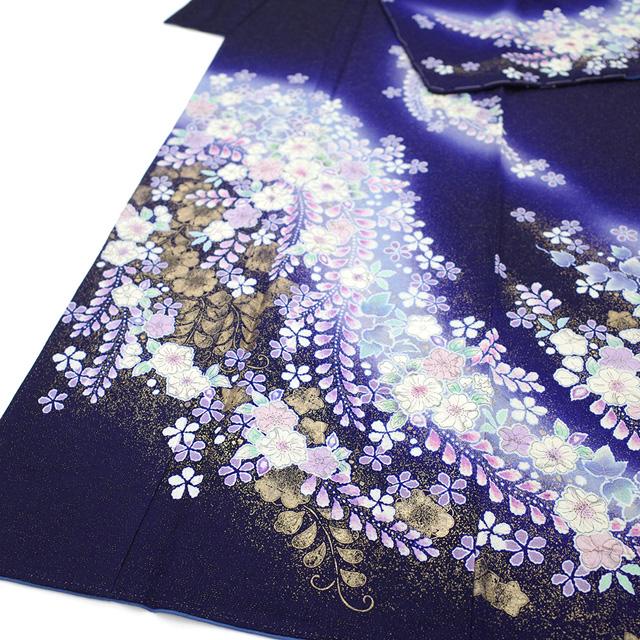 訪問着 着物 正絹 桐屋 翠山工房 徳永正峰 十日町 濃紺藍 辻が花 絞り