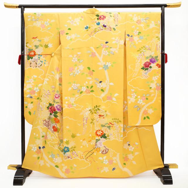 振袖 長襦袢 セット 千總 高島屋 扱い 重ね衿付き 黄色地 花古典 金駒