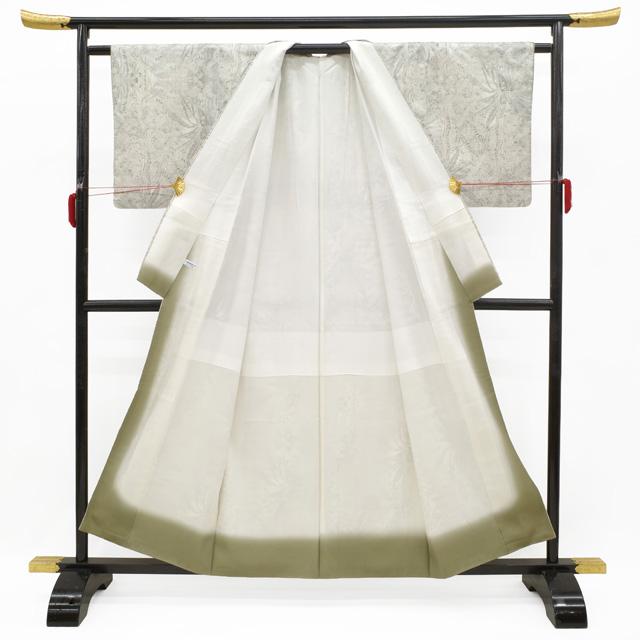 本場大島紬 着物 未使用 正絹 白大島 白泥染 大島紬 12マルキ 草花