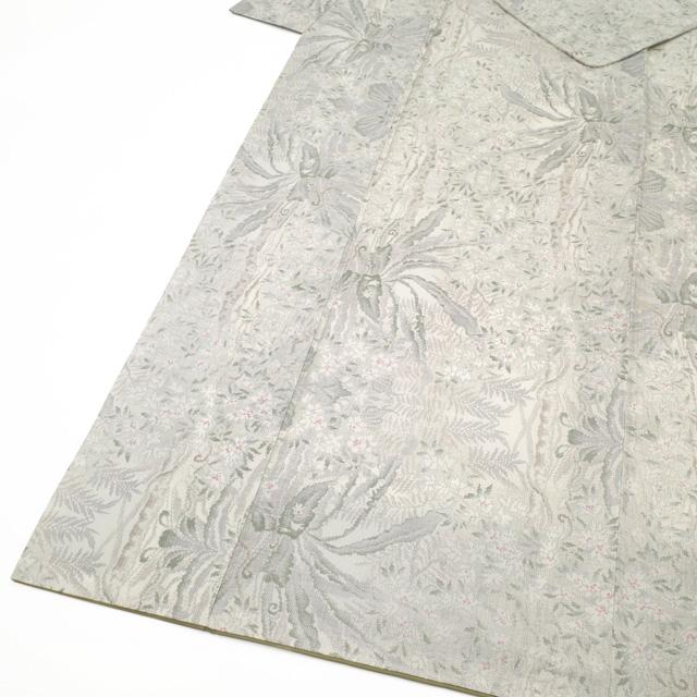 本場大島紬 着物 未使用 正絹 白大島 白泥染 大島紬 12マルキ 草花