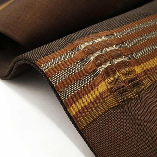 名古屋帯 リサイクル 正絹 紬 九寸 藤山千春 吉野間道 草木染 手織り