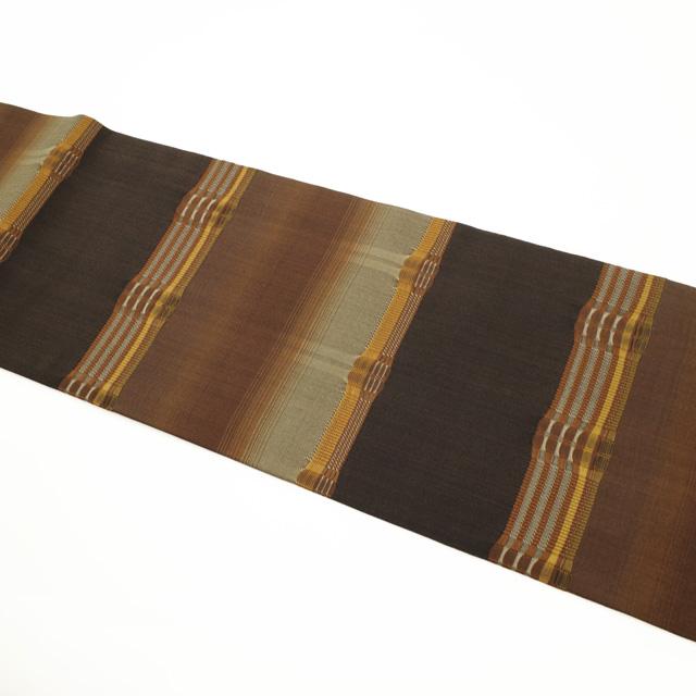 名古屋帯 リサイクル 正絹 紬 九寸 藤山千春 吉野間道 草木染 手織り