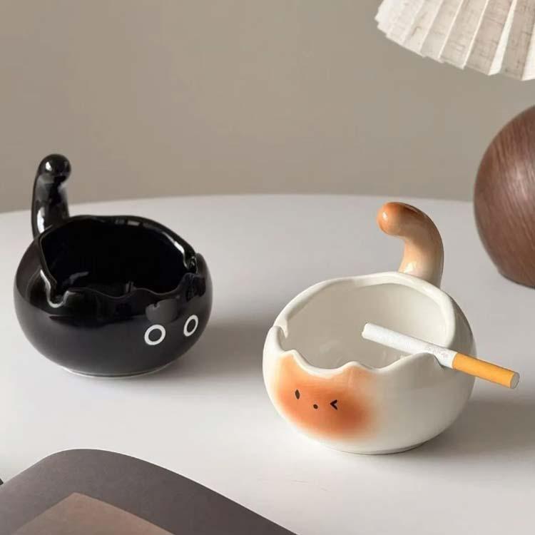 灰皿 ネコ型 陶器 アッシュトレイ 喫煙具 吸い殻入れ タバコ置き
