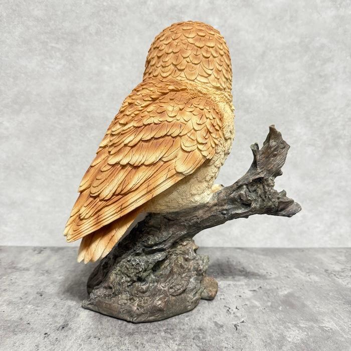 鳥 置物 オブジェ 北欧 動物 かわいい 切り株にとまるフクロウ 高さ