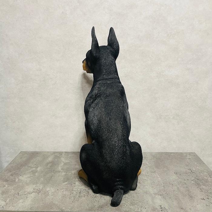 犬 置物 大型 動物 お座りドーベルマン 特大 高さ61cm woobia おしゃれ