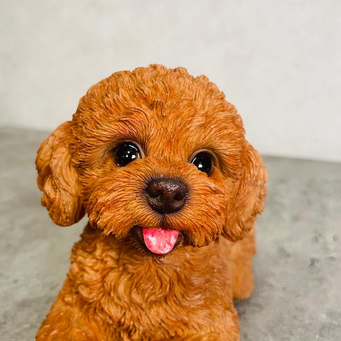 置物 犬 かわいい 動物 玄関 見上げるトイプードル ブラウン おしゃれ