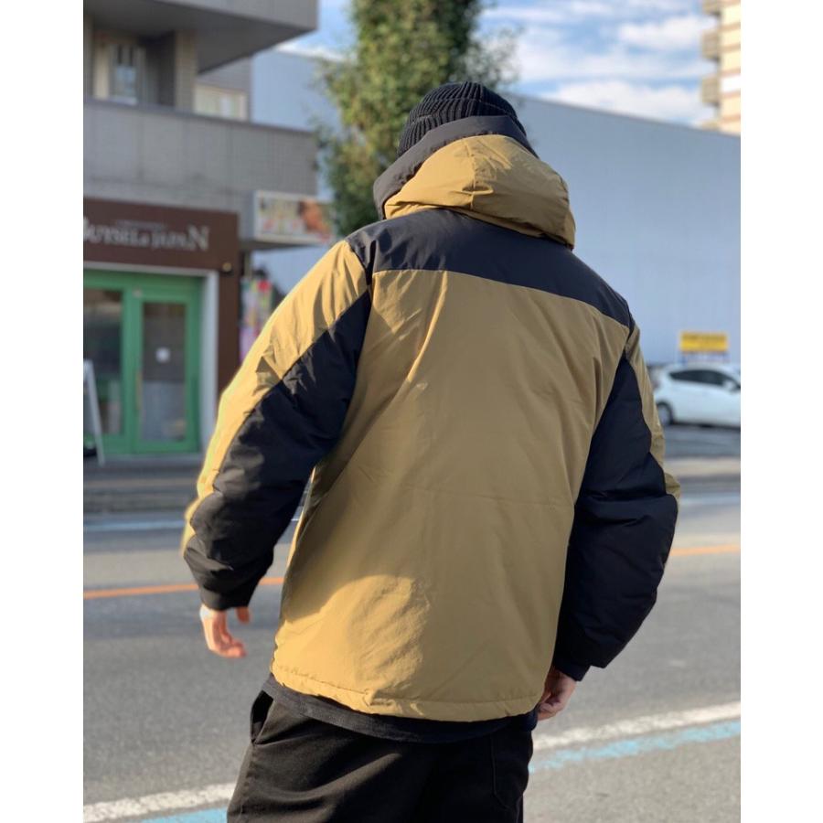 ファーストダウン FIRST DOWN パネル ダウンジャケット 黒×カーキ