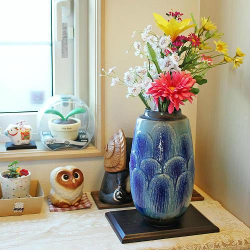 在庫数限り 信楽焼 花瓶 青 盛土 長 9号 おしゃれ 一輪挿し 小さい 花