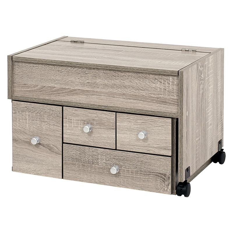 HAGiHARA（萩原） 伸縮式ドレッサー グレー 横幅63〜110cm ミラー付