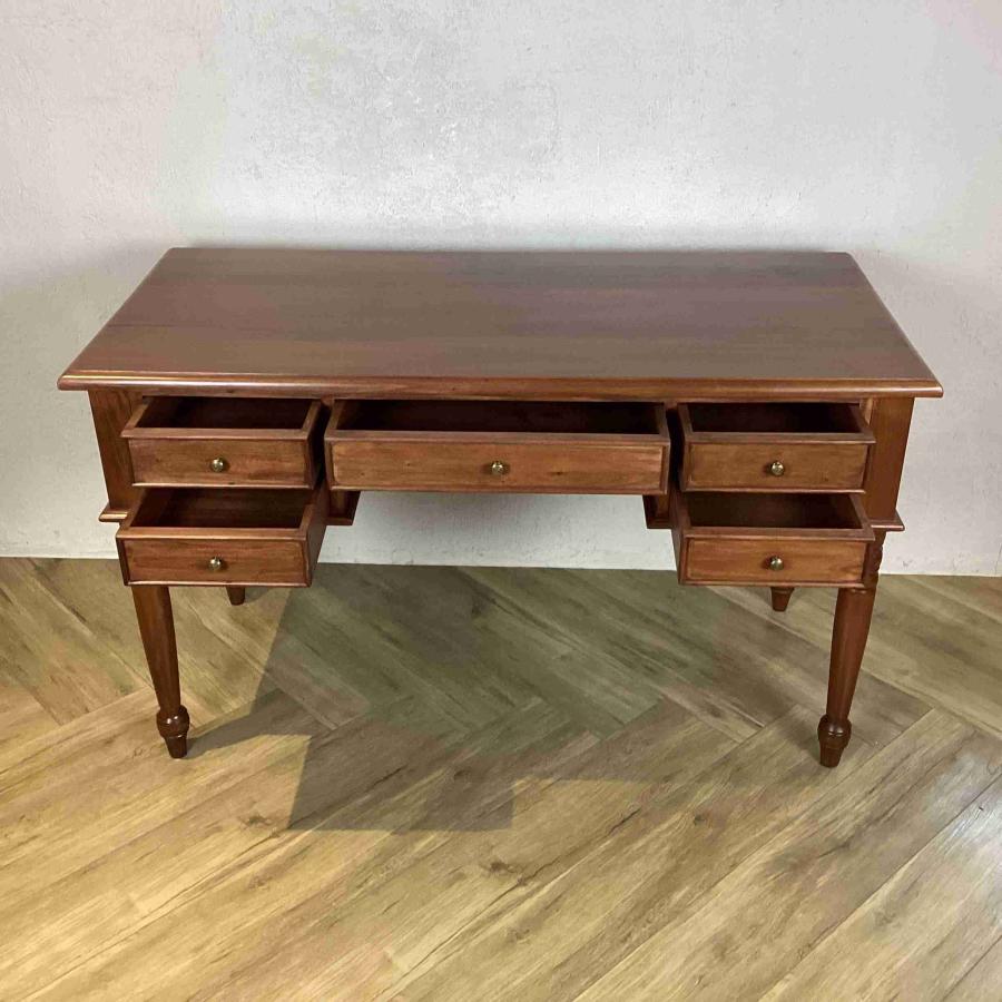 アンティーク調 マホガニー 書斎机 作業机 デスク テーブル ダーク