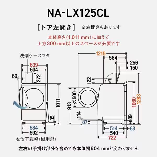 Panasonic（パナソニック） NA-LX125CL-W 洗濯12.0kg 乾燥6.0kg ドラム