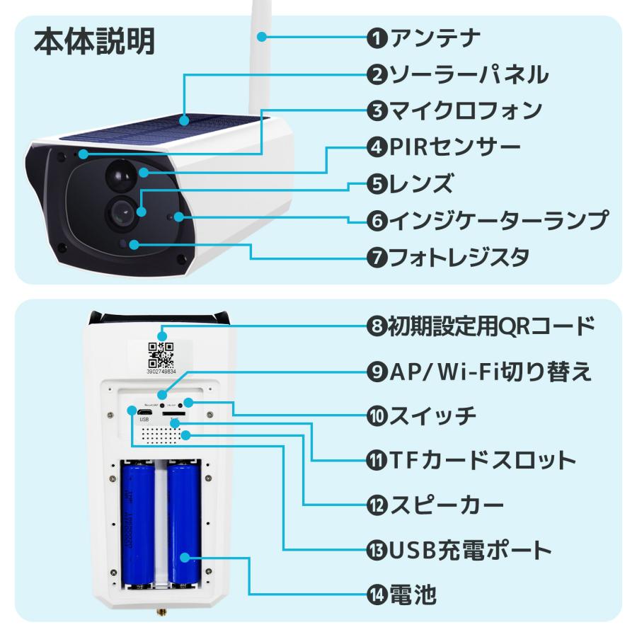 ONE STEP 防犯カメラ 監視カメラ 屋外 家庭用 ソーラー 無線 wifi