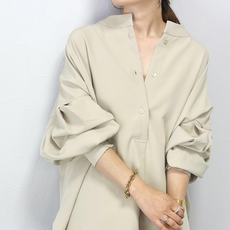 Aletta vita 爆買 ブラウス 後ボタン 2way スタンドネック ボリューム