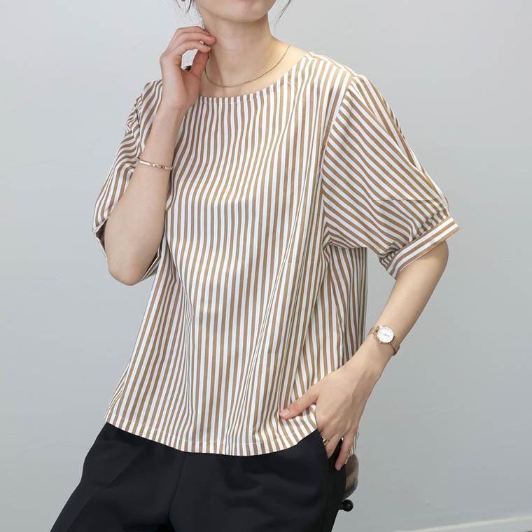 Aletta vita 爆買 ブラウス シャツ ボートネック パフスリーブ