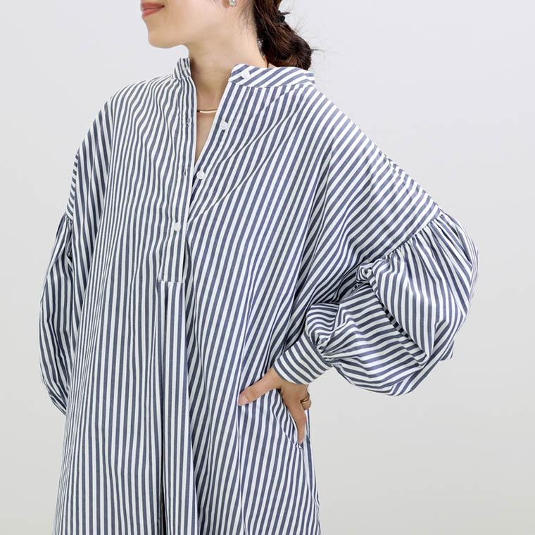 Aletta vita 爆買 ワンピース シャツワンピ ロング ストライプ バンド