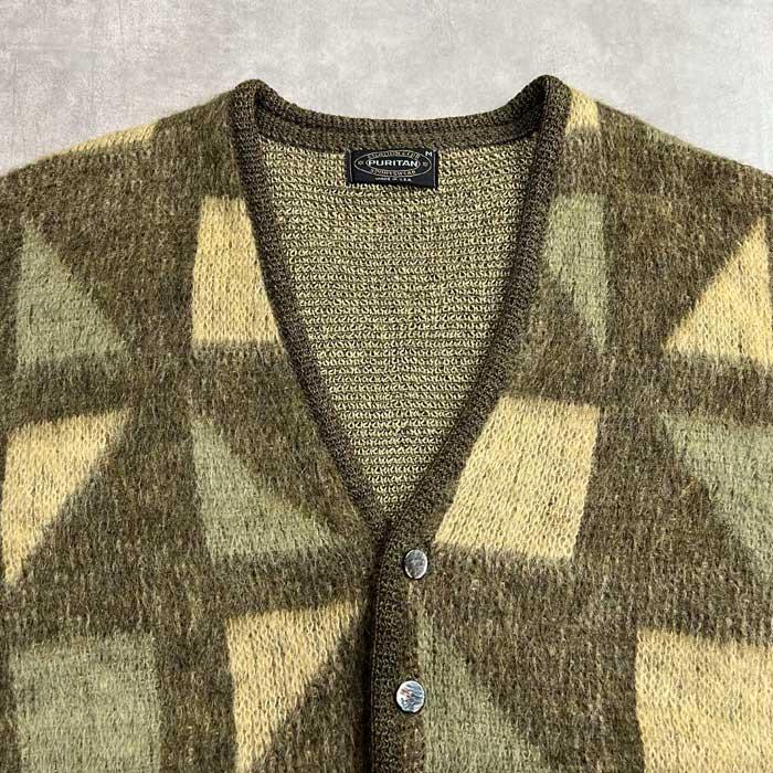 60'S PURITAN Mohair Cardigan Made in USA GREEN/M 60年代 モヘア