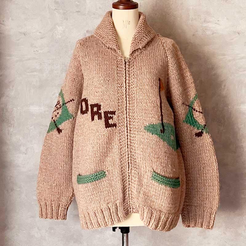 50-60'S Cowichan Golf Pattern Sweater Lightning Zipper 50-60年代