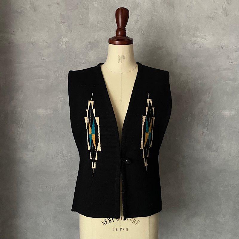 60's ORTEGA'S Women's CHIMAYO Weaving Shepherd's Vest Made in USA