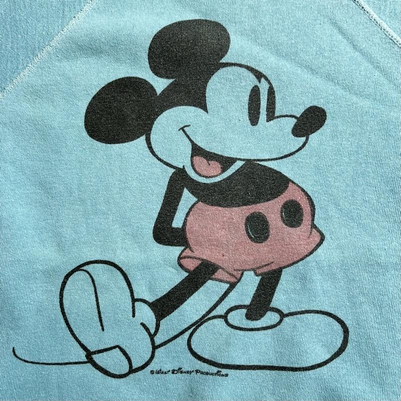 60'S MICKEY MOUSE Raglan Short Sleeve Vintage Sweat Shirts LIGHT