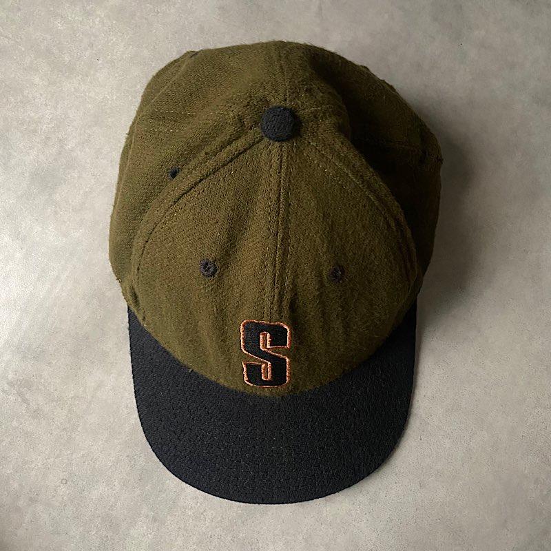 80's STUSSY LOGO WOOL CAP MADE IN USA ONESIZE/SAGEGREEN 80年代